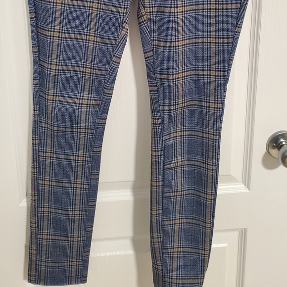 NEW Avec Les Filles Green Tartan Plaid Slim Straight Stretch Pants Size S - Picture 3 of 4